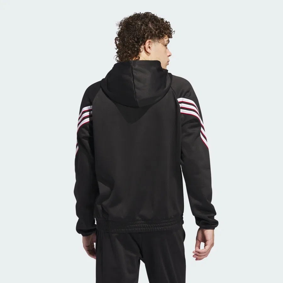 Худи с капюшоном из флиса, свободного кроя, модель Crazy Warm, adidas, Черный — фото 2