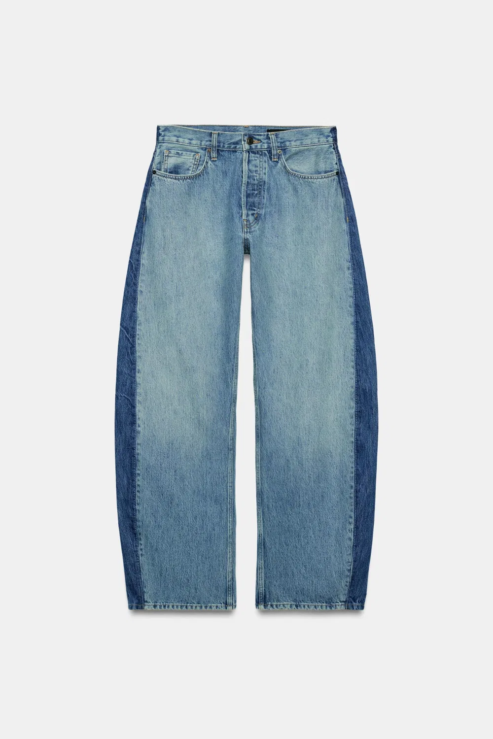 Джинсы ZW Collection средней посадки в стиле пэчворк, облегающие фигуру. ZARA, Blue — фото 2