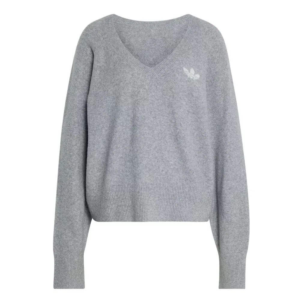 Женская футболка Essentials Knit Sweatshirt Asia Sizing 'Medium Grey Heather' adidas, Medium Grey Heather