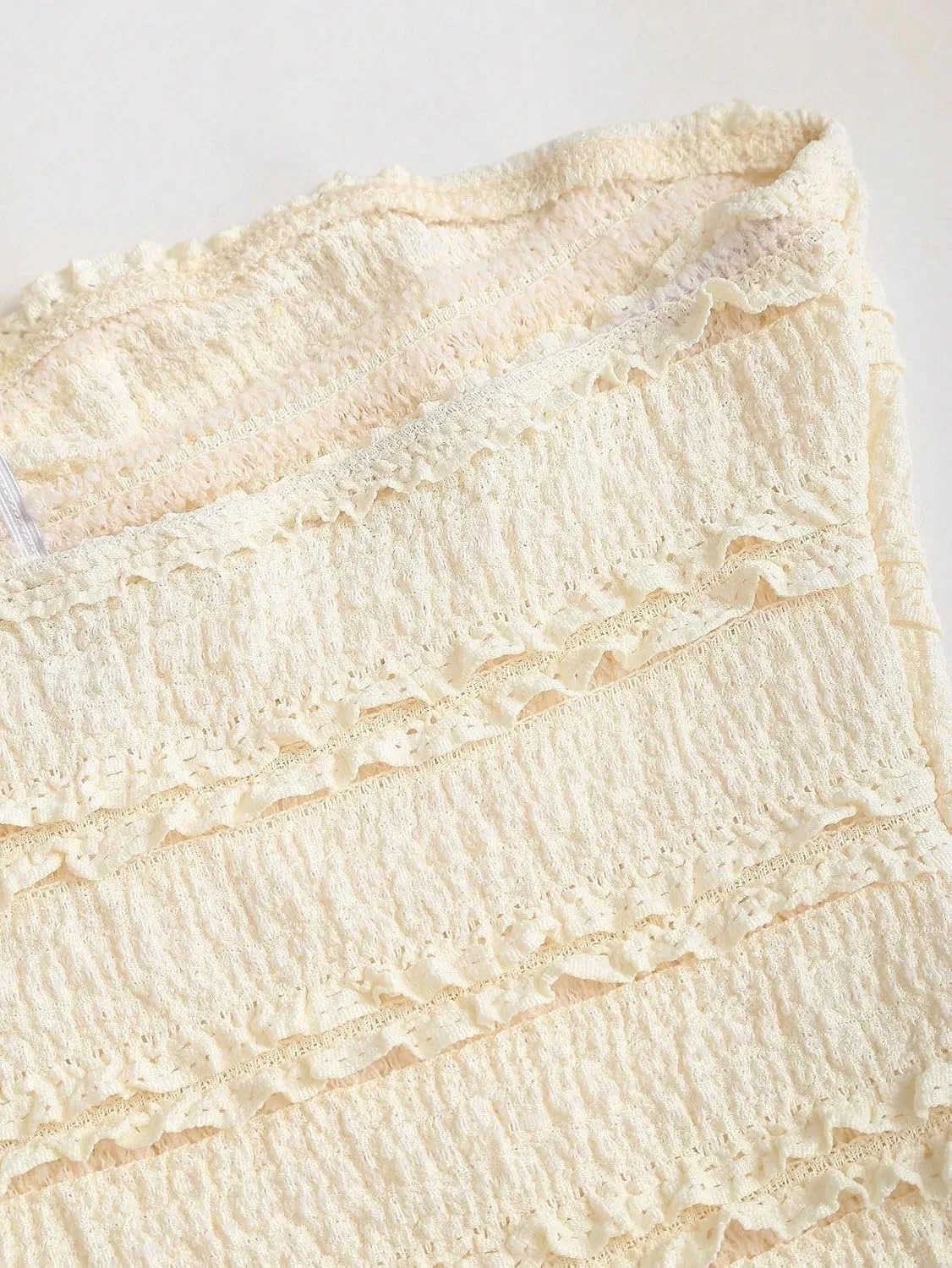 Женское мини-платье на бретелях с воланами Knitted Fabric, Yellow — фото 3