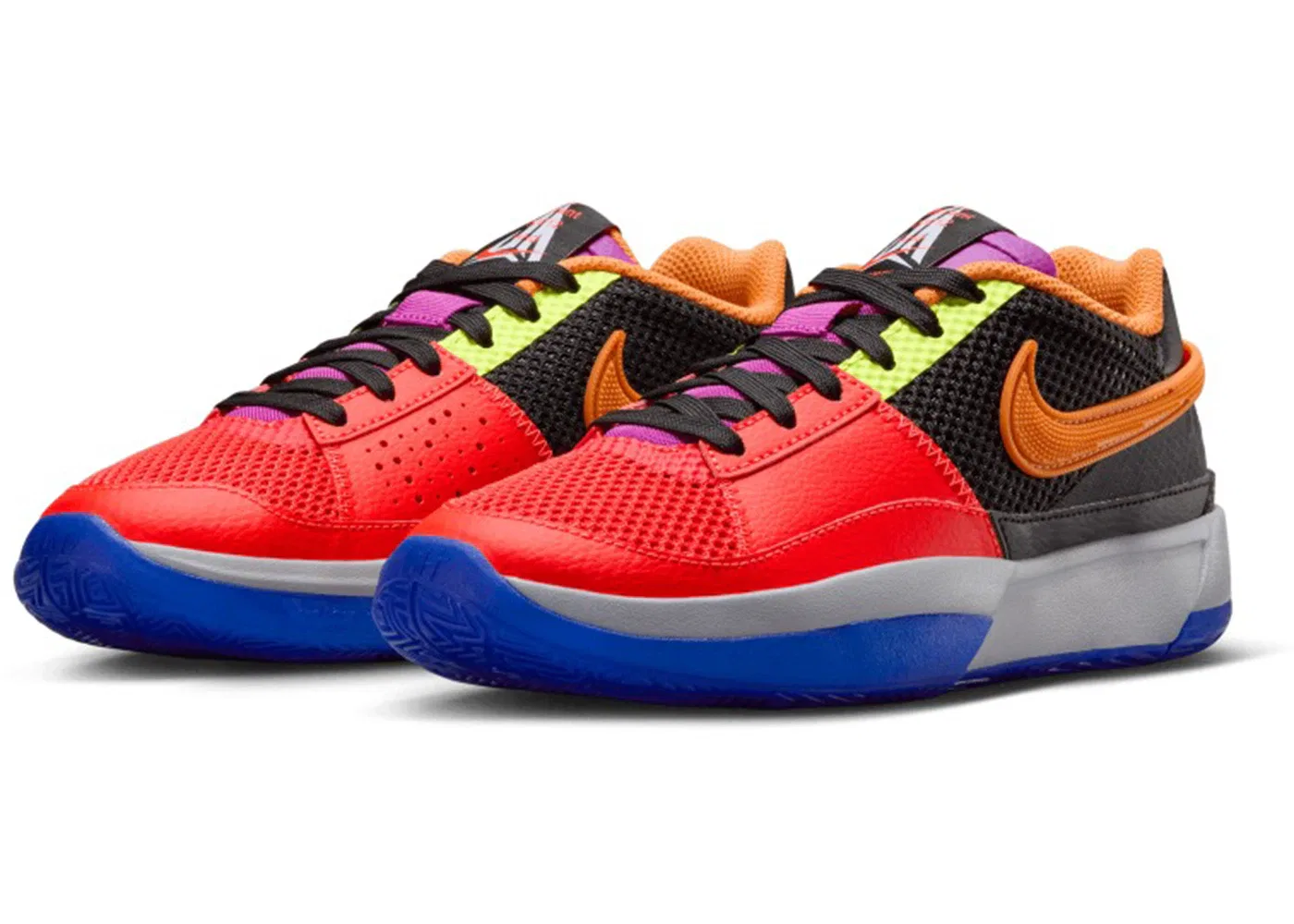 Детские кроссовки для мальчиков баскетбольные Nike Ja 1, Black/Wolf Grey/Racer Blue/Bright Crimson/Bright Mandarin/Volt — фото 2