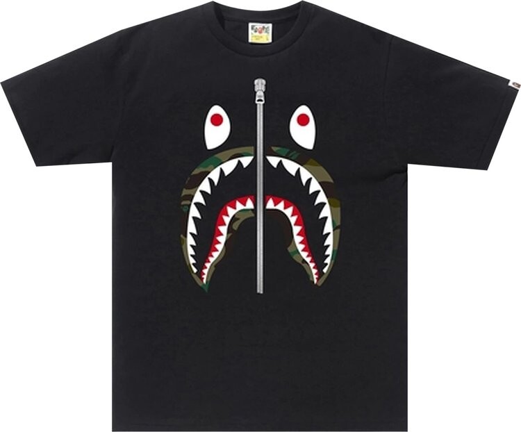 

Футболка BAPE 1st Camo Shark Tee 'Black/Green', черный