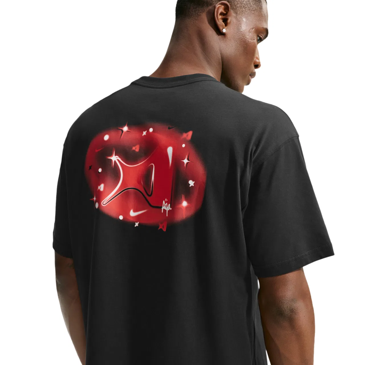 Мужская футболка с принтом Aja Airbrush Nike, Black/University Red — фото 2