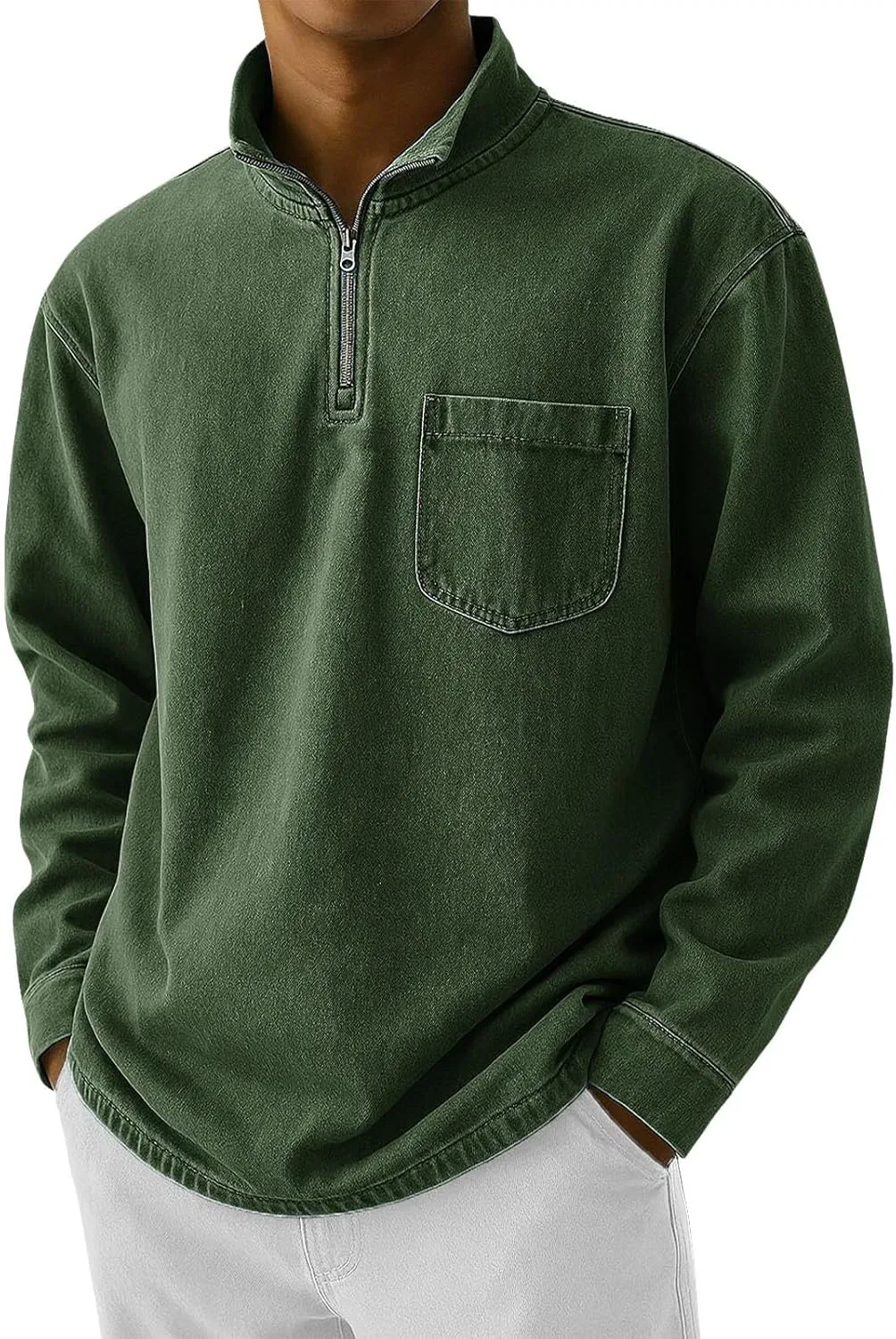 Мужская футболка поло с четвертью молнией Generic, Green