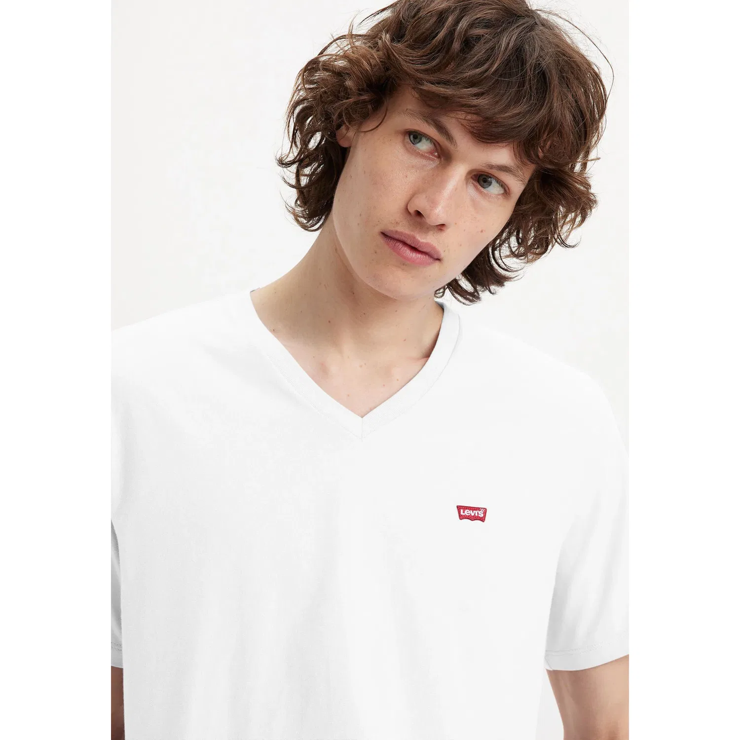 Мужская V-образная футболка с логотипом Levi's, White — фото 4