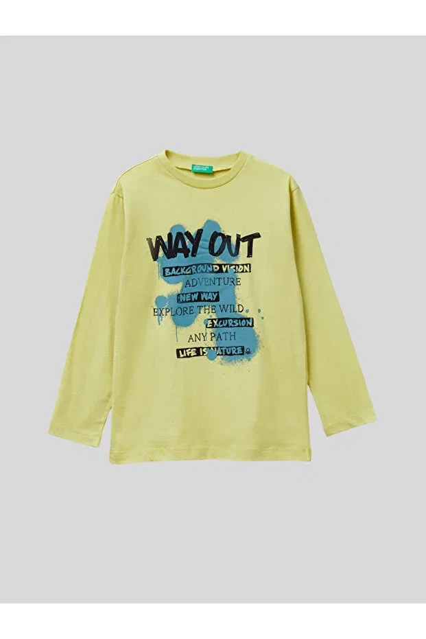Детское худи для мальчиков с принтом Benetton, Yellow
