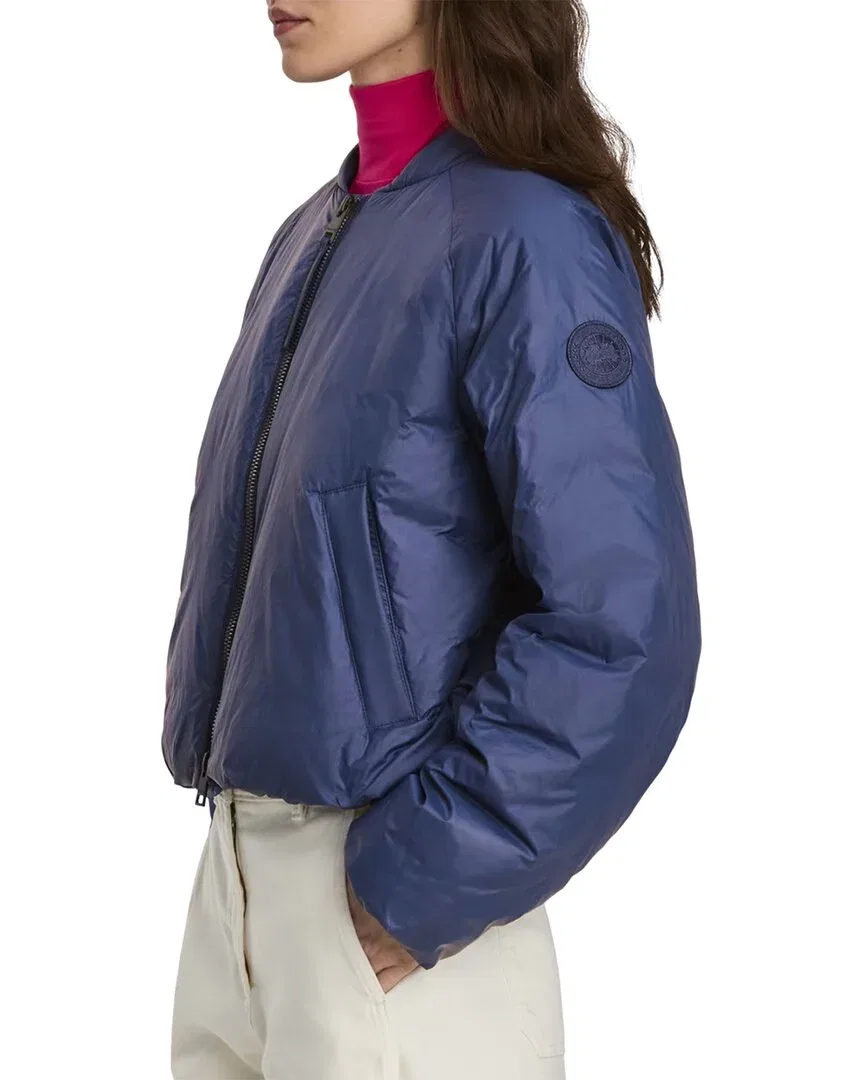 Женский пуховик-бомбер утепленный Canada Goose Elba Down Bomber Jacket, синий — фото 3
