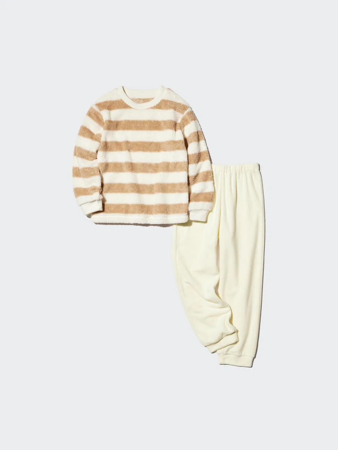 Детский комплект из флиса с длинным рукавом Uniqlo, бежевый — фото 4