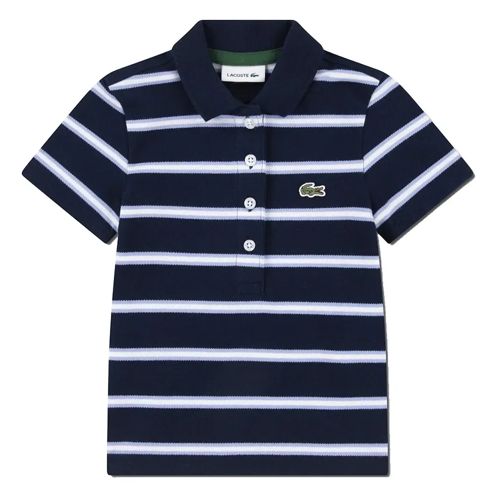 Поло с коротким рукавом в полоску Lacoste Kids, синий