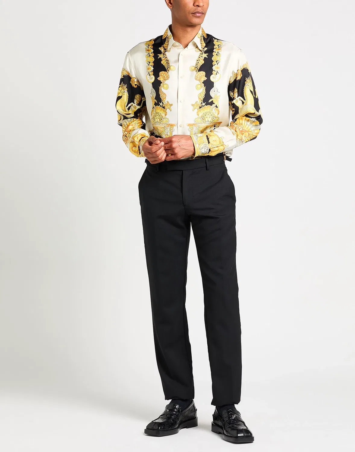 Мужские классические брюки из шерсти Versace, черный — фото 2
