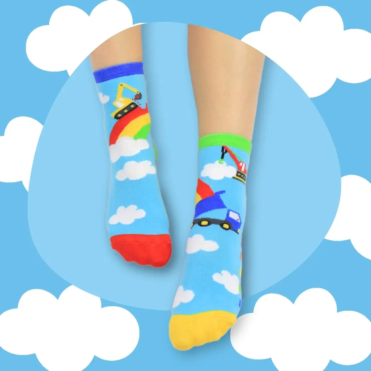 Детские носки с принтом Rainbow Construction United Oddsocks, Multi — фото 3