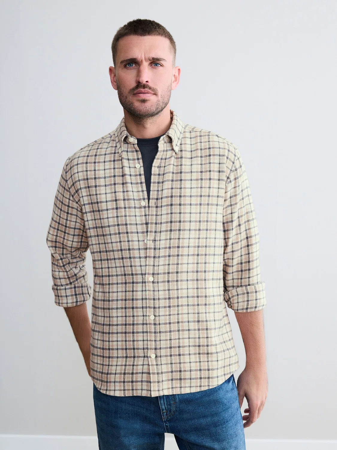 Рубашка в клетку Signature Long Sleeve Check Next, цвет Ecru