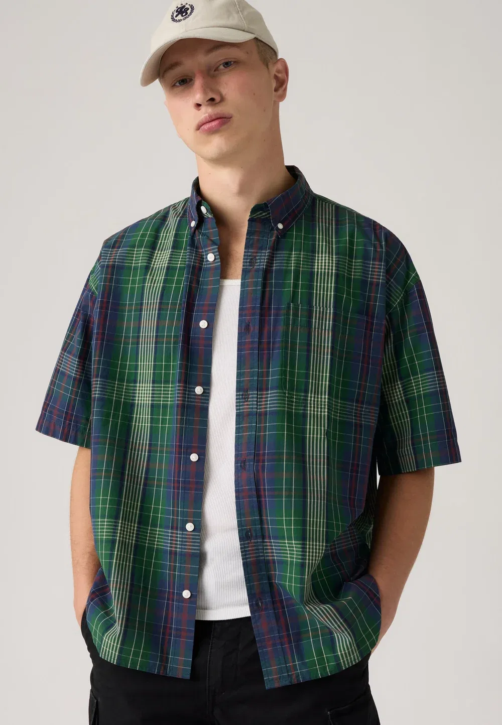 Свободная рубашка Ss roam - рубашка Levi'S, Theo Plaid Dark Green — фото 3