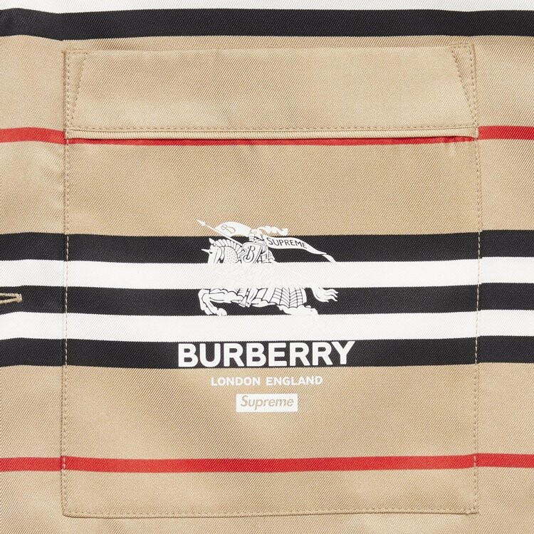 Рубашка Supreme x Burberry Icon Stripe Silk Pyjama Shirt (Burberry Exclusive) 'Dusty Pink', розовый — фото 4
