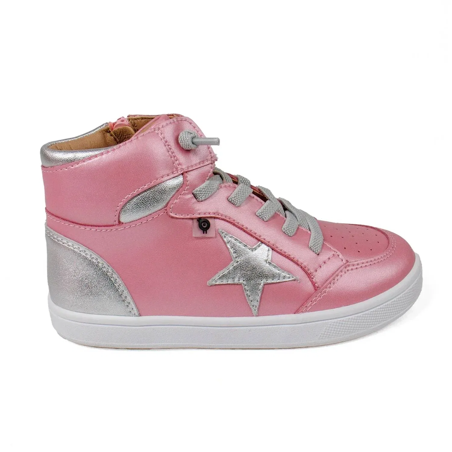 Детские кроссовки для девочек кожаные с эластичными шнурками Starling High Top Old Soles, Pearlised Pink