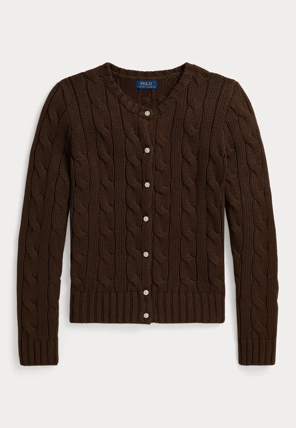Хлопковый кардиган крупной вязки, размер 7-14 лет Polo Ralph Lauren, Nutmeg Brown