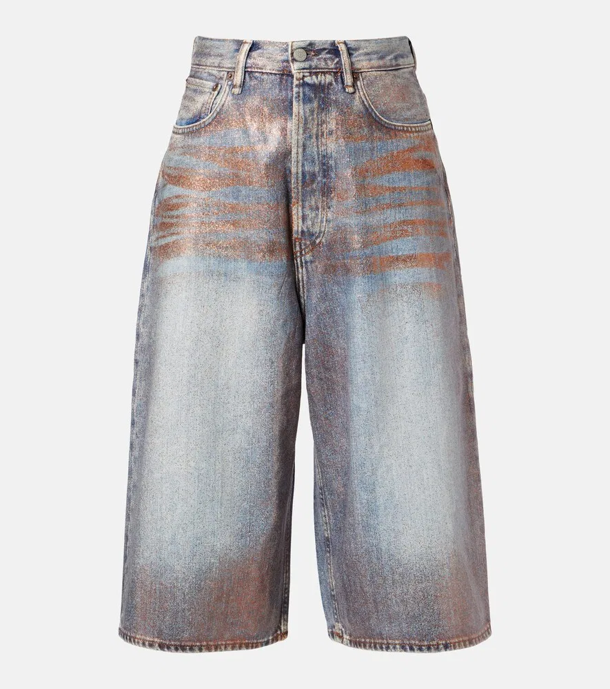 Джинсовые кюлоты с покрытием Acne Studios, синий