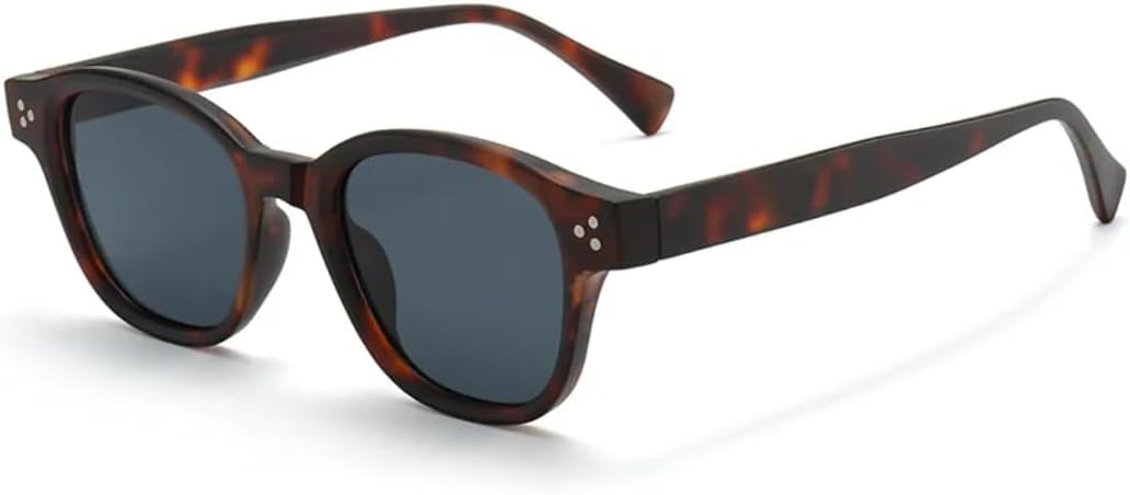 

Солнцезащитные очки для мужчин и женщин - защита UV400 - прозрачные линзы, панк-оправа с заклепками, для занятий спортом на открытом воздухе и вождения DSVIGF, Leopard