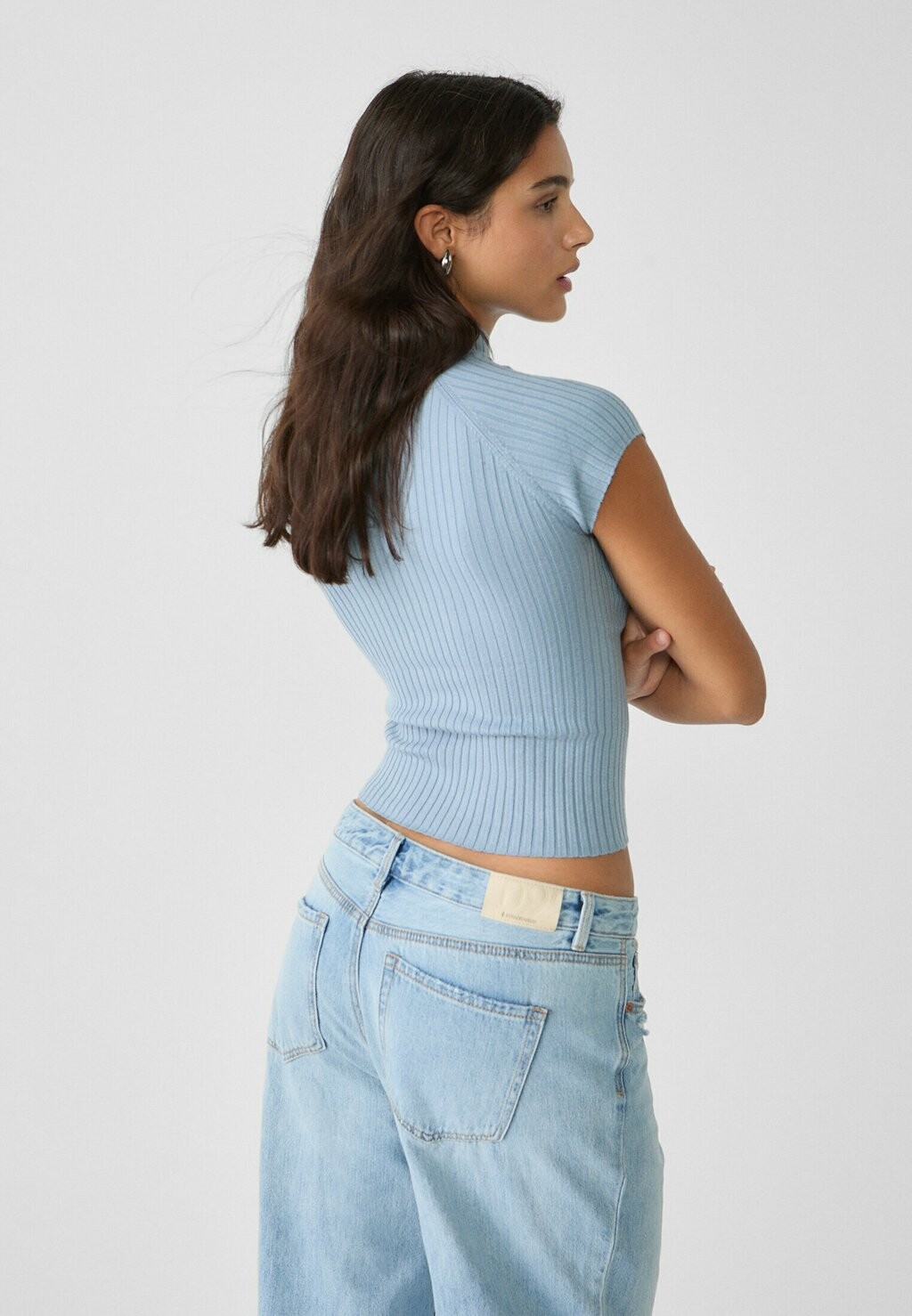 

Базовая футболка WITH CAP SLEEVES Stradivarius, синий