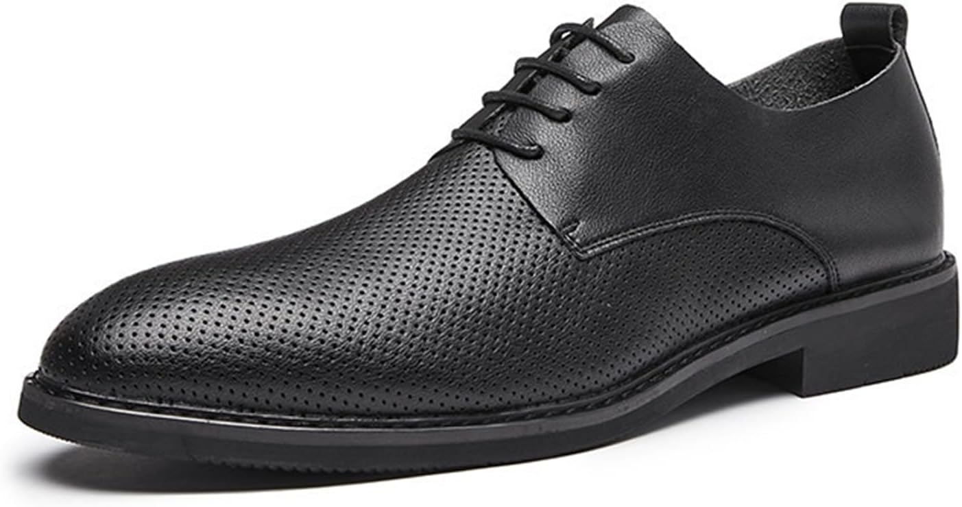 

Мужские кожаные туфли оксфорды, модные с острым носком, на шнуровке, дерби с монетным отверстием, удобные, противоскользящие, для бизнеса, работы и офиса Nouriron, черный