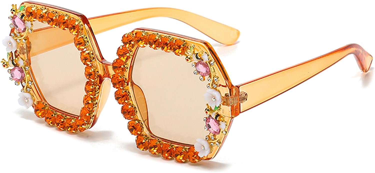 

bullabulling Большие солнцезащитные очки с бриллиантами для женщин, солнцезащитные очки с многоугольными стразами, винтажные солнцезащитные очки для мужчин, блестящие солнцезащитные очки для вечеринок, очки L05, Tea