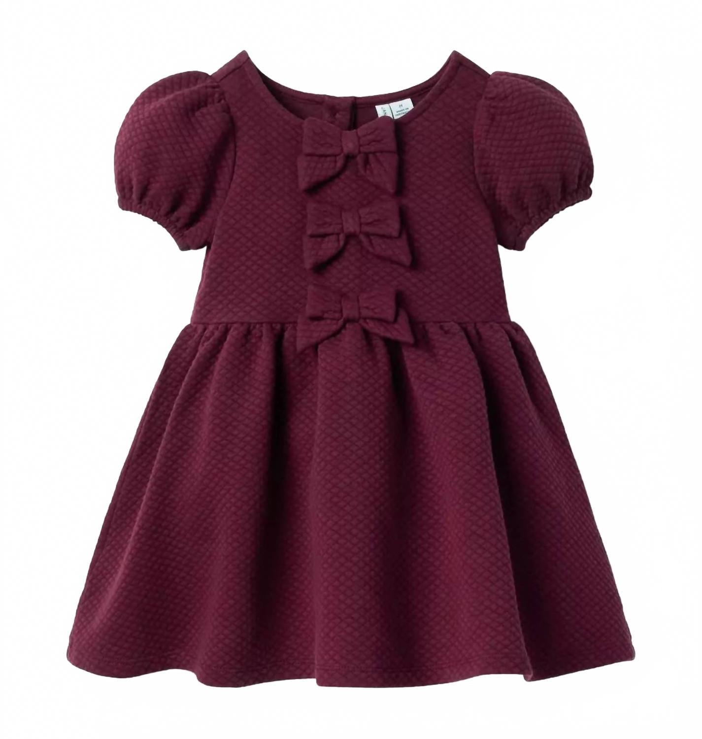 

Janie and Jack Детское стеганое платье с бантом, бордового цвета