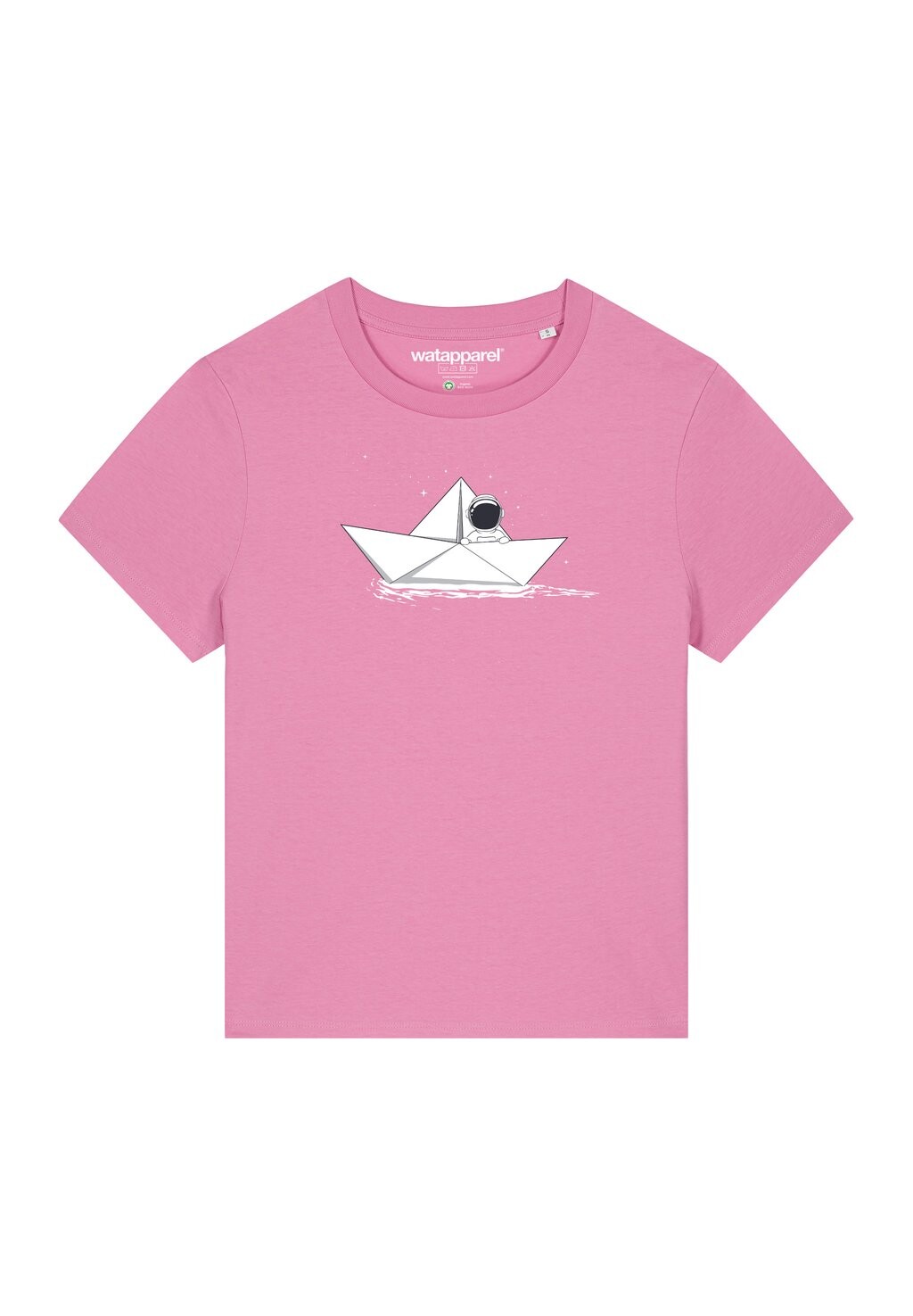 

Футболка с принтом ASTRONAUT IN PAPER BOAT watapparel, светло-розовый