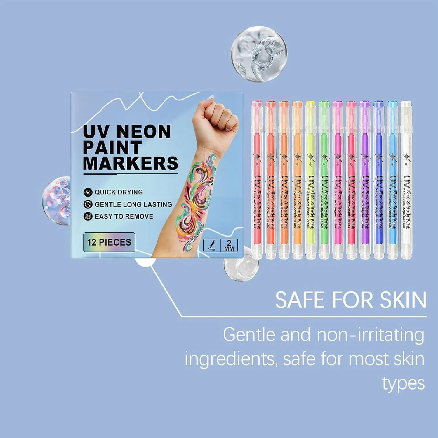 Набор для боди-арта 12 шт, Body Paint Markers, разноцветный — фото 4