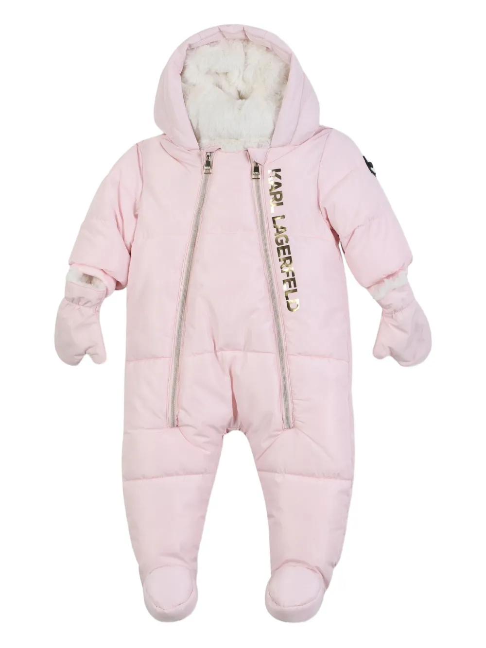 

Дутый комбинезон с капюшоном KARL LAGERFELD KIDS, розовый