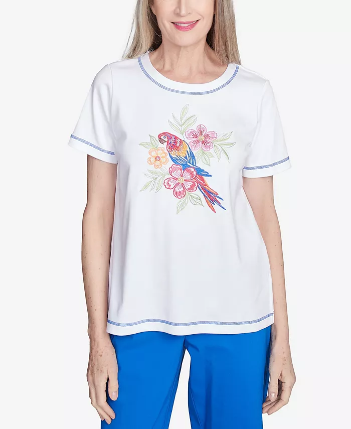 

Женский топ Parrot Cay Centered с короткими рукавами Alfred Dunner, белый