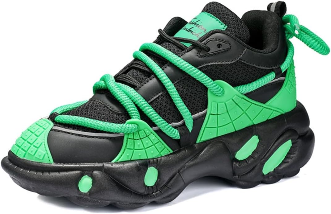 

Футуристические мужские кроссовки Y2K с массивной подошвой, дышащей сеткой и кожей, для бега, тренировок и городской одежды, с дерзким нестандартным дизайном и контрастным цветом для хорошего сцепления Ctkvbmeoi, зеленый