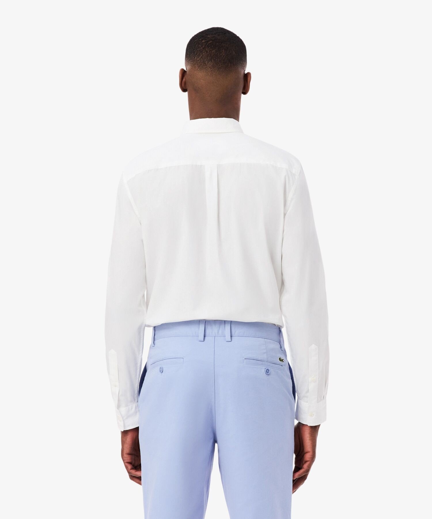 Базовая однотонная рубашка на пуговицах LACOSTE, White — фото 3
