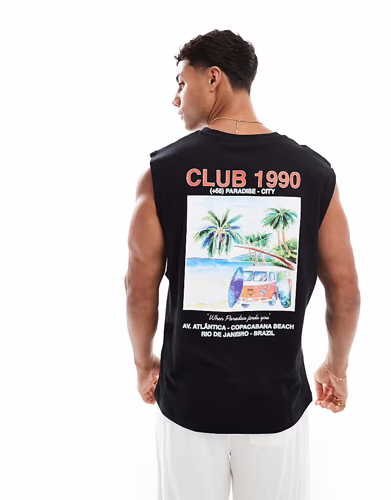

Майка Jack & Jones с принтом Club 1990 на спине черного цвета