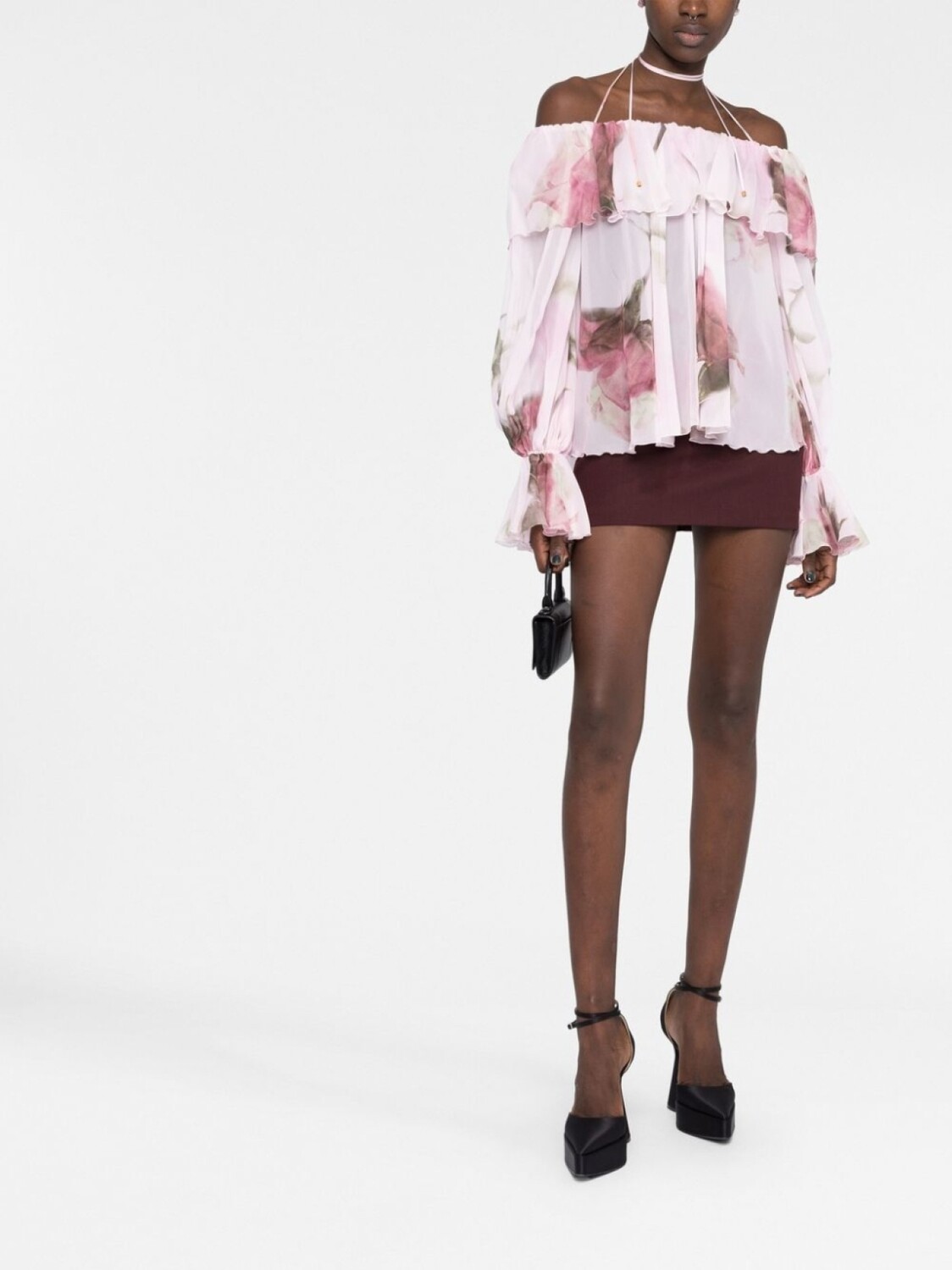 Blumarine блузка с цветочным принтом и оборками, розовый — фото 2