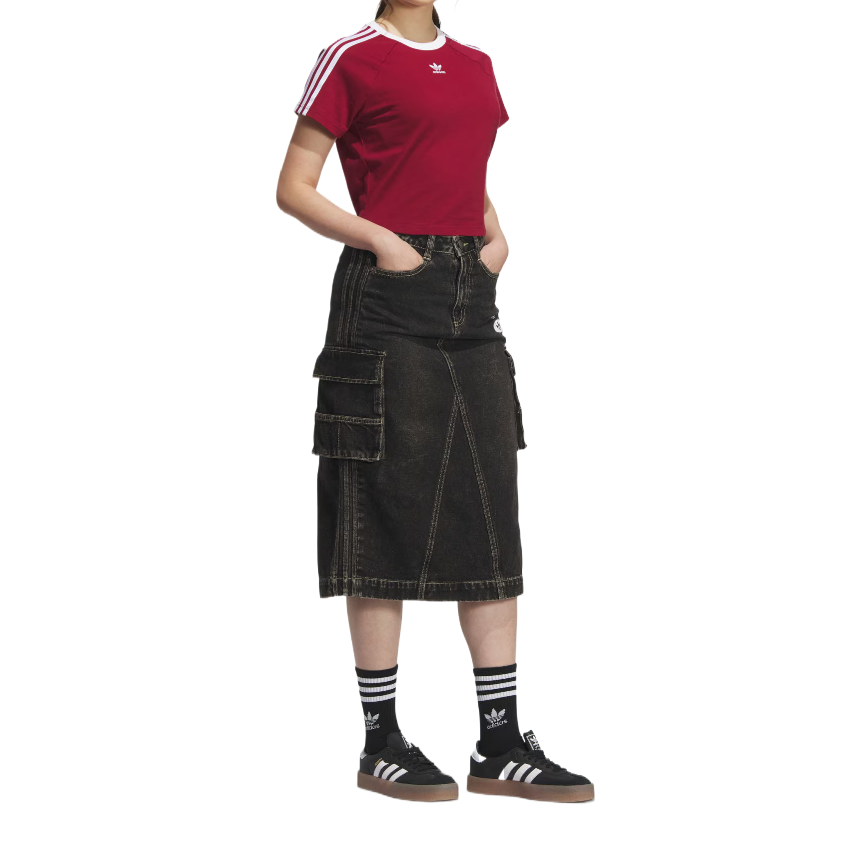 Футболка Adidas Originals 3-Stripes Cali Short Sleeve, бордовый — фото 4