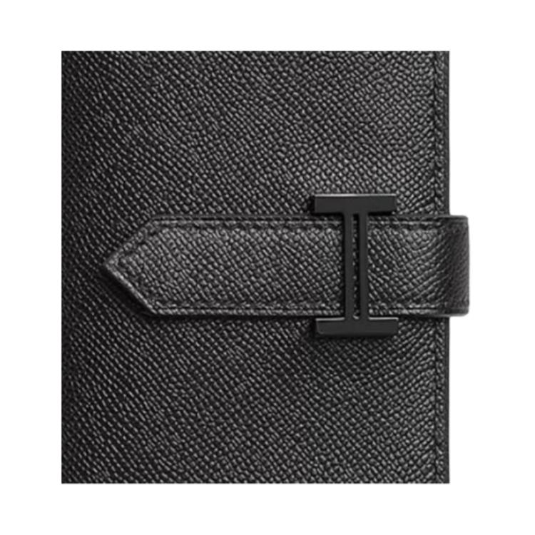 HERMES Мини бумажник Bearn Madame из телячьей кожи мужской 89 черный — фото 3