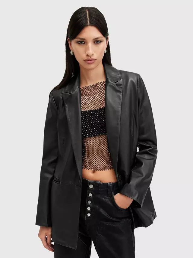 

Блейзер AllSaints Deri Leather, черный