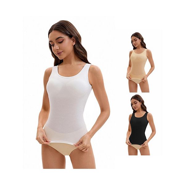 

Комплект из 3 женских маечек на широких бретелях со встроенными бюстгальтерами с подкладкой, повседневные топы Inspire Chic, Black White Beige