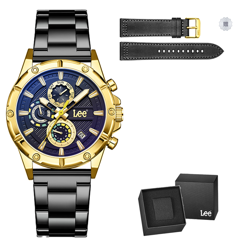 

Lee Часы Wrist Watch Quartz Movement Steel Strap Black Dial Men's Watch Node Holiday Classic Box