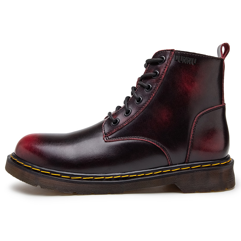 

Dunnu Мужские ботинки Martin черно-бордовые с флисовой подкладкой, цвет Burgundy (Fleece-Lined)