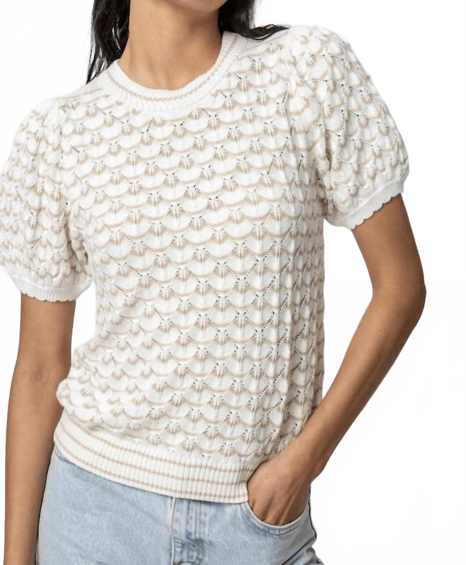 

Пуловер с ажурной вязкой в белую полоску Lilla P