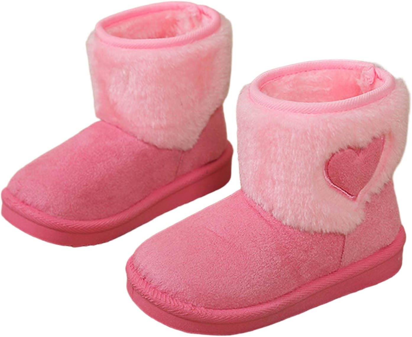 

Девочкам милые зимние ботинки с сердечками, принцесса, теплые толстые снежные сапожки, модные пушистые ботильоны Generic, Pink