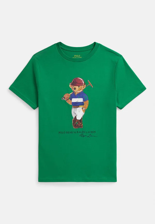 Футболка из хлопкового трикотажа polo bear с принтом 714y. Polo Ralph Lauren, Bear Cruise Green
