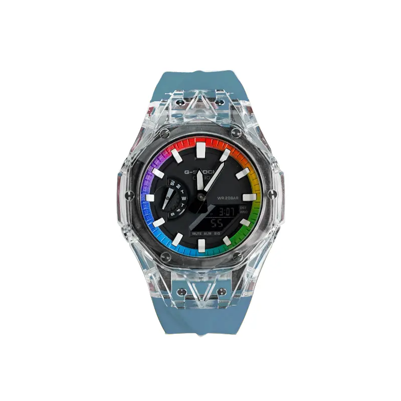 

CASIO Часы Unisex Liquid Crystal/Analog Dual Display Series 48.5mm Black Watch, Sky Rainbow Hublot Glacier Gray