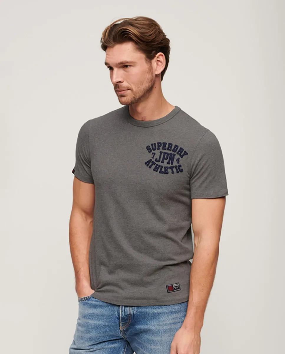 

Винтажная спортивная футболка с коротким рукавом и отделкой на груди Superdry, серый