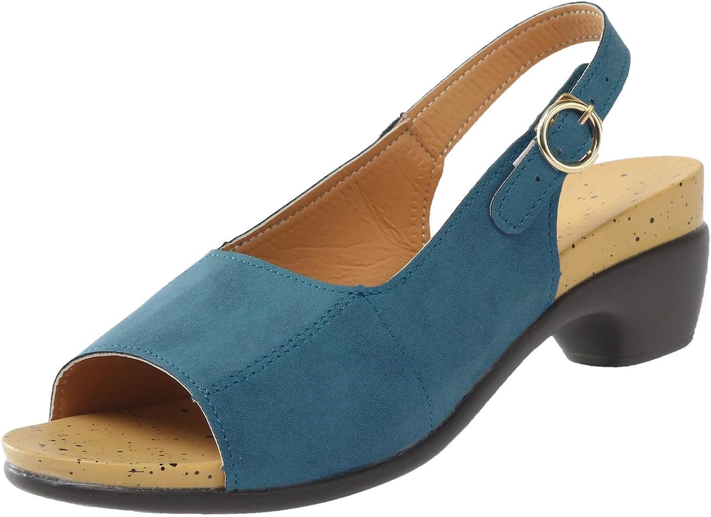 

Женские сандалии на низком массивном каблуке, открытый носок, ремешок с пряжкой на пятке, летние удобные элегантные сандалии на низком каблуке, противоскользящие повседневные дышащие обувь для ходьбы Generic, светло-голубой