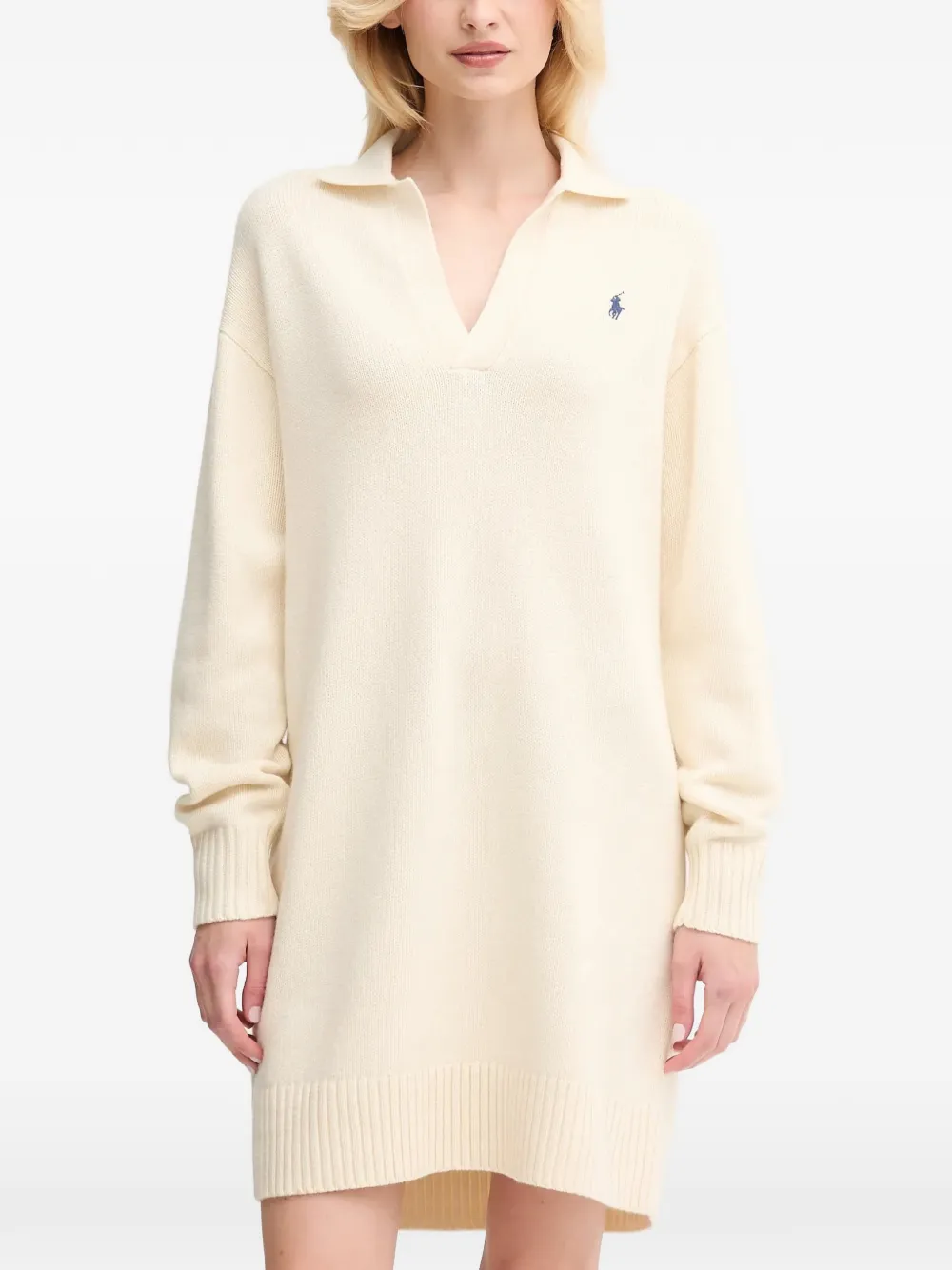 

Мини-платье-поло с V-образным вырезом Polo Ralph Lauren, бежевый