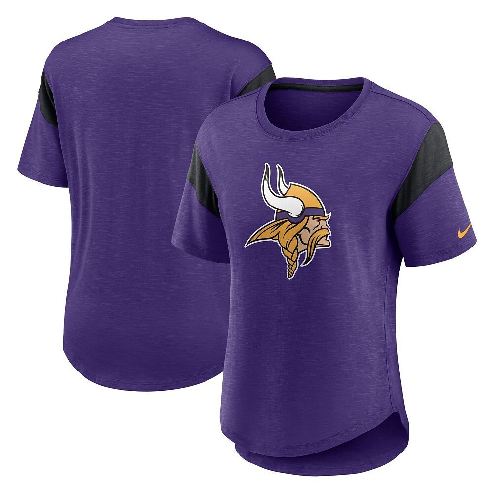 

Женский модный топ Nike Heather Purple/Heather Black Minnesota Vikings Primary Logo Slub Fashion, цвет Mvk Purple