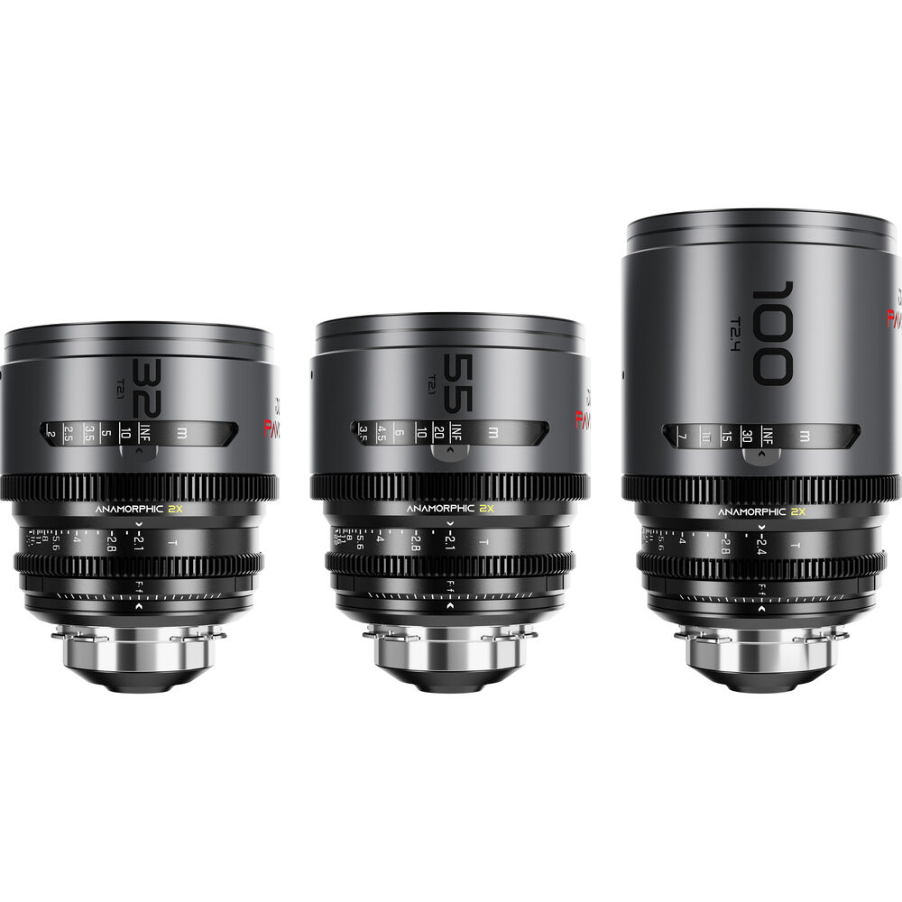 

Комплект из 3 объективов DZOFilm PAVO 2x Anamorphic 32/55 T2.1 и 100 мм T2.4 (нейтральное покрытие, крепление PL/EF, ножки)