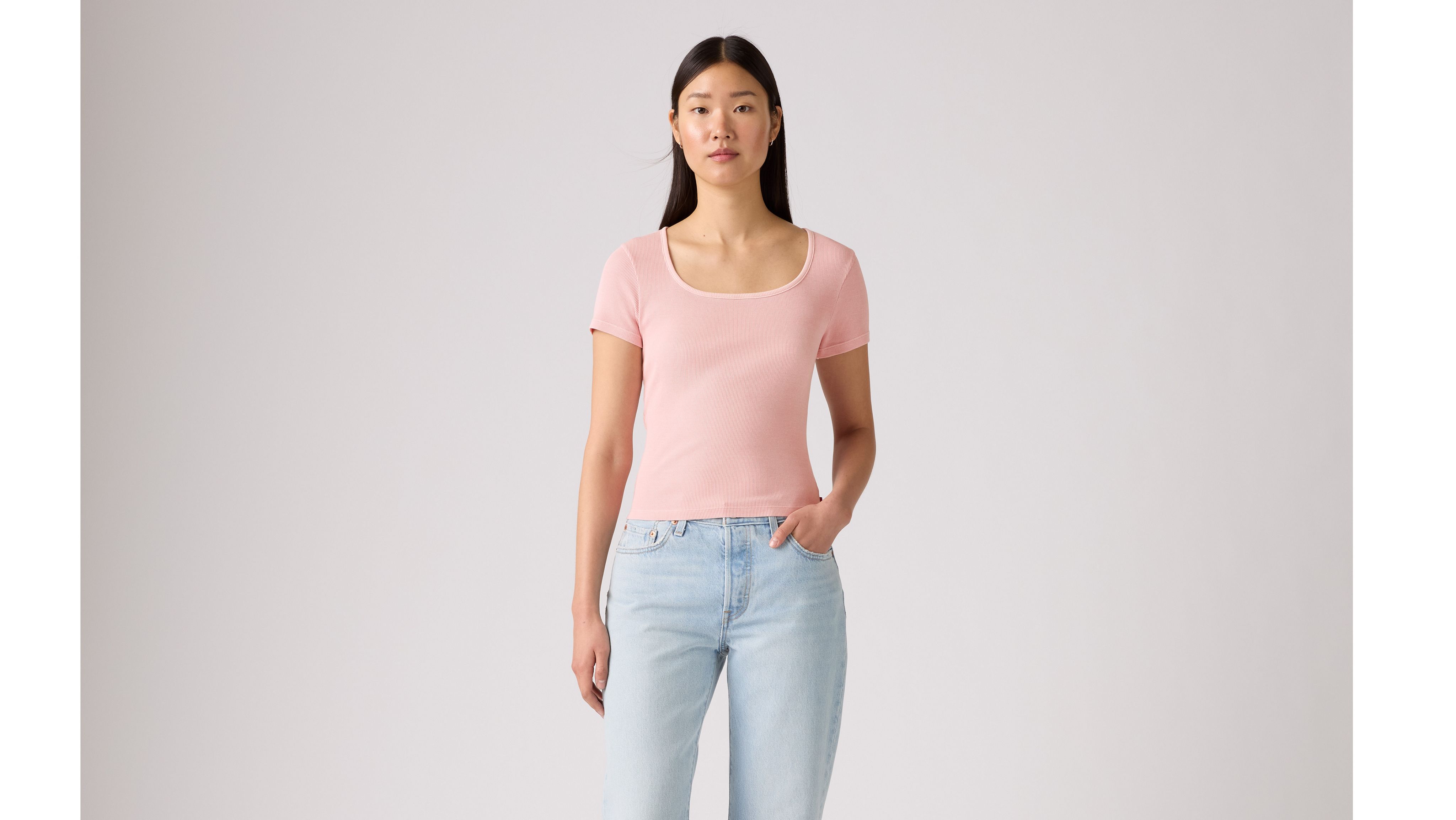 Футболка Essential с квадратным вырезом Levi's, Peachskin - Pink — фото 2